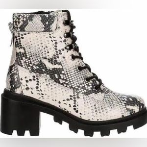 Madden girl snake print combat boots